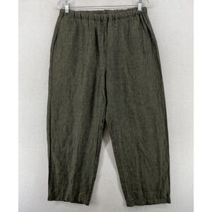 EILEEN FISHER Pants XS Irish Linen Cross Dyed Chambray Ankle Pull On Gray